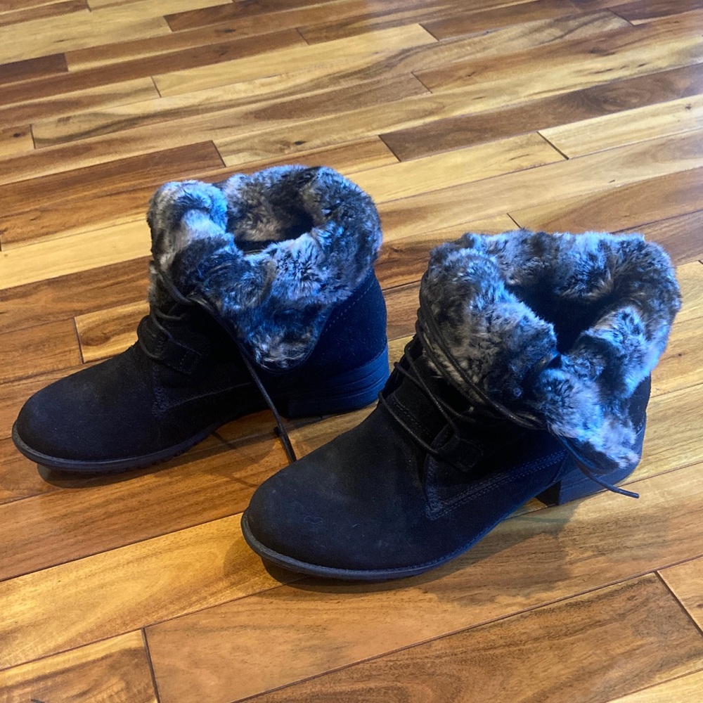 Cozy Black Faux Fur Winter Ankle Boots